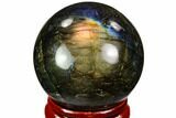 Flashy, Polished Labradorite Sphere - Great Color Play #105739-1